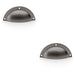 2 PACK Half Moon Cup Handle Dark Bronze 86mm Centres Solid Brass Drawer Pull