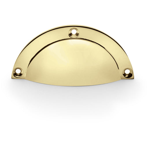 Half Moon Cup Handle Polished Brass 86mm Centres Solid Brass Shaker Drawer Pull