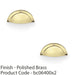 2 PACK Half Moon Cup Handle Polished Brass 86mm Centres Solid Brass Drawer Pull 1
