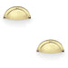 2 PACK Half Moon Cup Handle Polished Brass 86mm Centres Solid Brass Drawer Pull