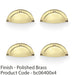 4 PACK Half Moon Cup Handle Polished Brass 86mm Centres Solid Brass Drawer Pull 1