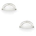 2 PACK Half Moon Cup Handle Polished Nickel 86mm Solid Brass Shaker Drawer Pull