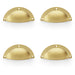 4 PACK Half MoCup Handle Satin Brass 86mm Centres Solid Brass Drawer Pull