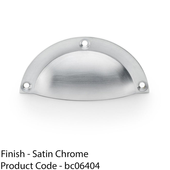 Half Moon Cup Handle - Satin Chrome 86mm Centres Solid Brass Shaker Drawer Pull 1