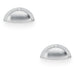 2 PACK Half Moon Cup Handle Satin Chrome 86mm Centres Solid Brass Drawer Pull