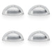 4 PACK Half Moon Cup Handle Satin Chrome 86mm Centres Solid Brass Drawer Pull