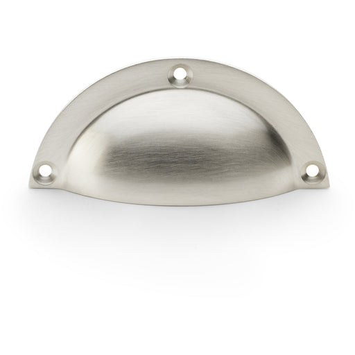 Half Moon Cup Handle - Satin Nickel 86mm Centres Solid Brass Shaker Drawer Pull