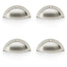 4 PACK Half Moon Cup Handle Satin Nickel 86mm Centres Solid Brass Drawer Pull