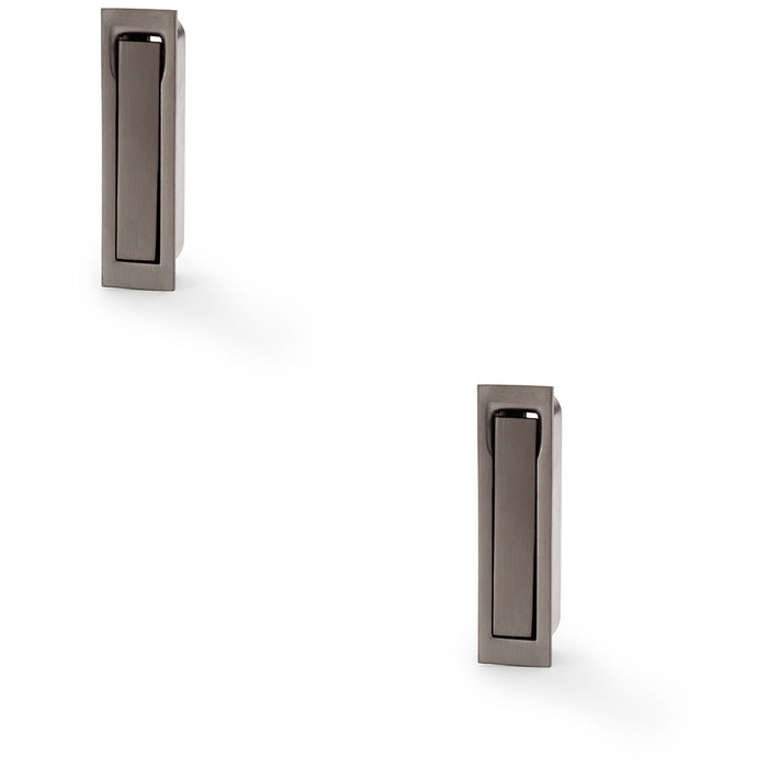 2 PACK Flush Sliding Pocket Door Pull Handle Dark Bronze 70mm x 19mm Finger Edge