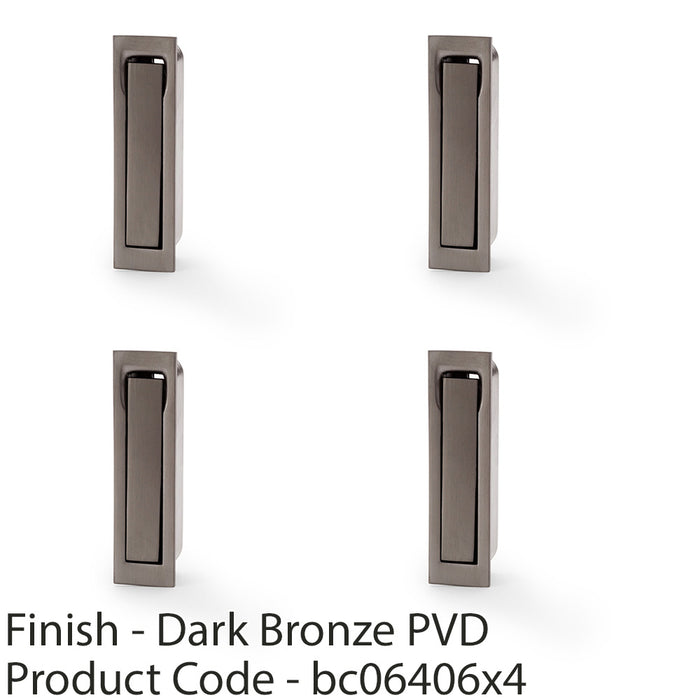 4 PACK Flush Sliding Pocket Door Pull Handle Dark Bronze 70mm x 19mm Finger Edge 1