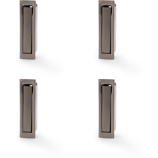 4 PACK Flush Sliding Pocket Door Pull Handle Dark Bronze 70mm x 19mm Finger Edge