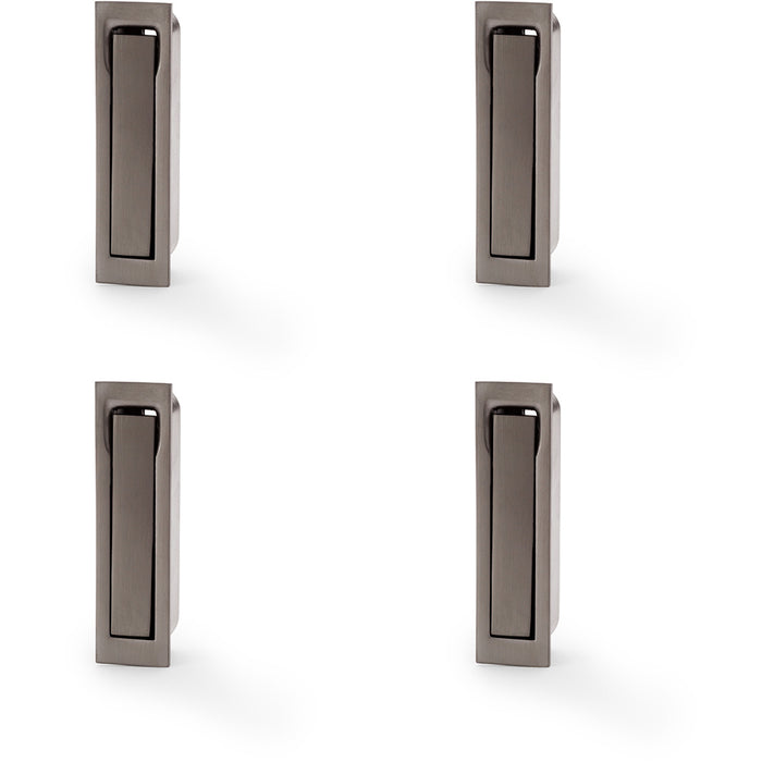 4 PACK Flush Sliding Pocket Door Pull Handle Dark Bronze 70mm x 19mm Finger Edge