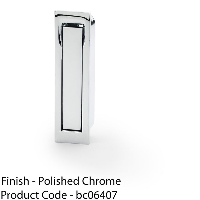 Flush Sliding Pocket Door Pull Handle - Polished Chrome 70mm x 19mm Finger Edge 1