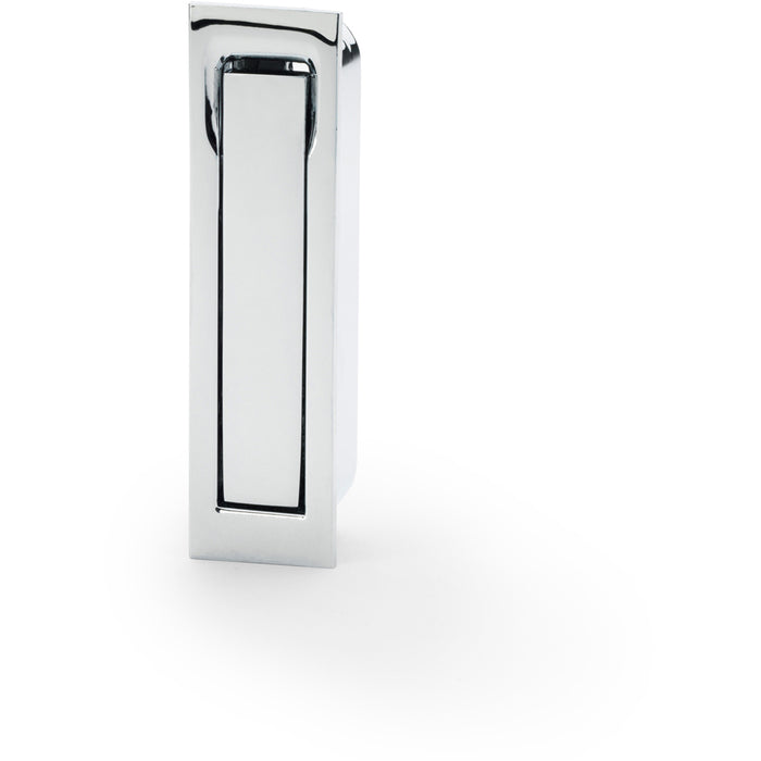 Flush Sliding Pocket Door Pull Handle - Polished Chrome 70mm x 19mm Finger Edge