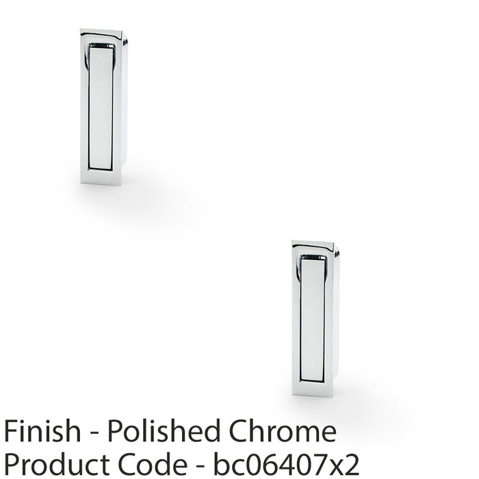 2 PACK Flush Sliding Pocket Door Pull Handle Polished Chrome 70mm x 19mm Finger 1