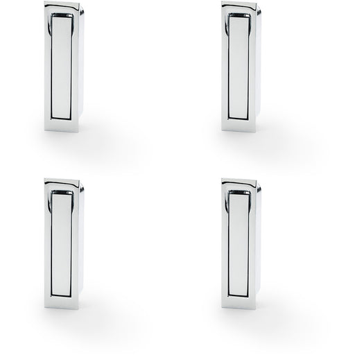 4 PACK Flush Sliding Pocket Door Pull Handle Polished Chrome 70mm x 19mm Finger