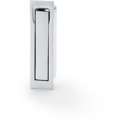 Flush Sliding Pocket Door Pull Handle - Satin Chrome 70mm x 19mm Finger Edge