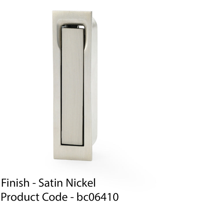 Flush Sliding Pocket Door Pull Handle - Satin Nickel 70mm x 19mm Finger Edge 1