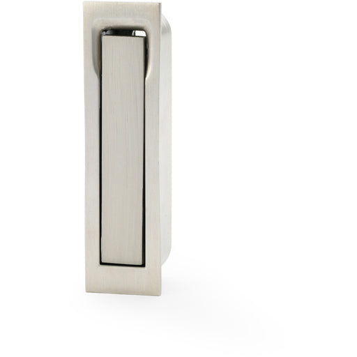 Flush Sliding Pocket Door Pull Handle - Satin Nickel 70mm x 19mm Finger Edge