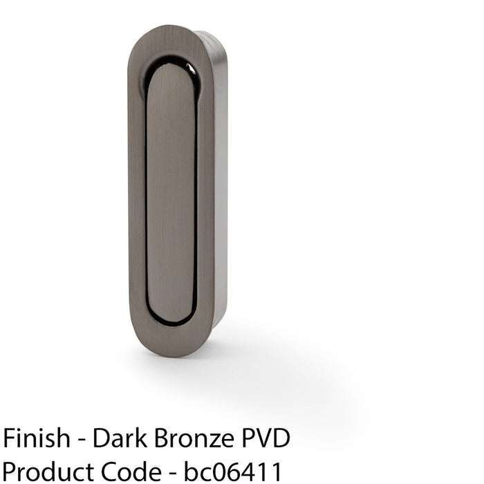 Flush Sliding Pocket Door Pull Handle - Dark Bronze 70mm x 19mm Radius Edge 1