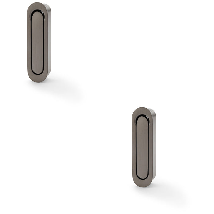 2 PACK Flush Sliding Pocket Door Pull Handle Dark Bronze 70mm x 19mm Radius Edge