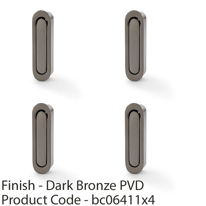 4 PACK Flush Sliding Pocket Door Pull Handle Dark Bronze 70mm x 19mm Radius Edge 1