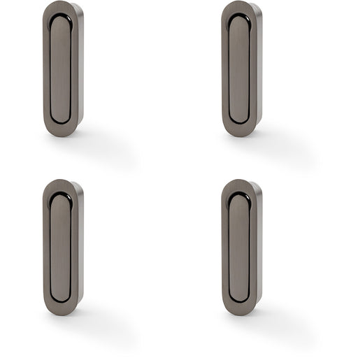 4 PACK Flush Sliding Pocket Door Pull Handle Dark Bronze 70mm x 19mm Radius Edge