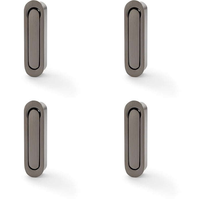 4 PACK Flush Sliding Pocket Door Pull Handle Dark Bronze 70mm x 19mm Radius Edge