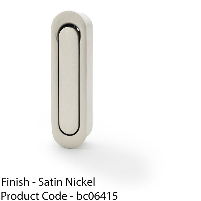 Flush Sliding Pocket Door Pull Handle - Satin Nickel 70mm x 19mm Radius Edge 1