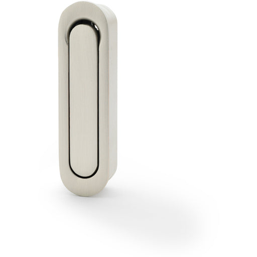 Flush Sliding Pocket Door Pull Handle - Satin Nickel 70mm x 19mm Radius Edge