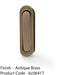 Flush Sliding Pocket Door Pull Handle - Antique Brass 70mm x 19mm Radius Edge 1