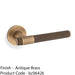 SOLID BRASS Knurled Door Handle Set - Antique Brass Bar Lever On Round Rose 1