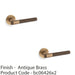 2 PACK SOLID BRASS Knurled Door Handle Set Antique Brass Bar Lever On Round Rose 1