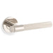 SOLID BRASS Knurled Door Handle Set - Polished Nickel Bar Lever Round Rose