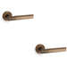 2 PACK SOLID BRASS Hex Door Handle Set Italian Brass Industrial Lever Round Rose