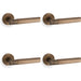 4 PACK SOLID BRASS Hex Door Handle Set Italian Brass Industrial Lever Round Rose