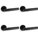 4 PACK SOLID BRASS Hex Door Handle Set Matt Black Industrial Lever Round Rose