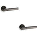 2 PACK SOLID BRASS Hex Door Handle Set Dark Bronze Industrial Lever Round Rose