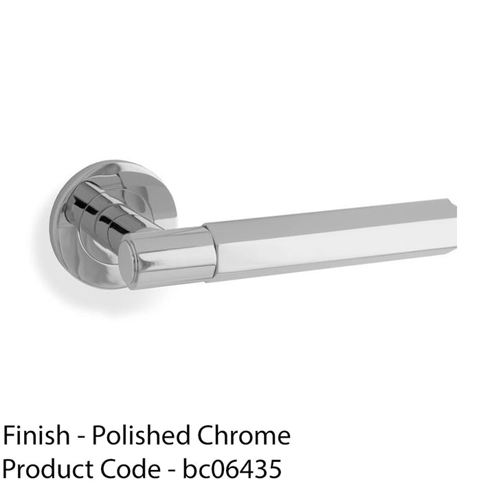 SOLID BRASS Hex Door Handle Set - Polished Chrome Industrial Lever Round Rose 1