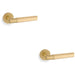 2 PACK SOLID BRASS Hex Door Handle Set Satin Brass Industrial Lever Round Rose