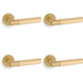 4 PACK SOLID BRASS Hex Door Handle Set Satin Brass Industrial Lever Round Rose