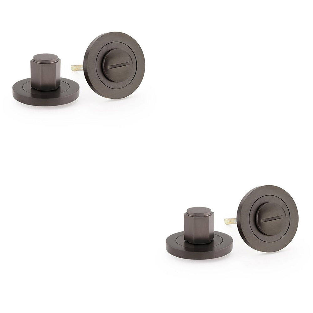 2 PACK Industrial Hex Thumbturn & Release Lock Dark Bronze Bathroom Door WC