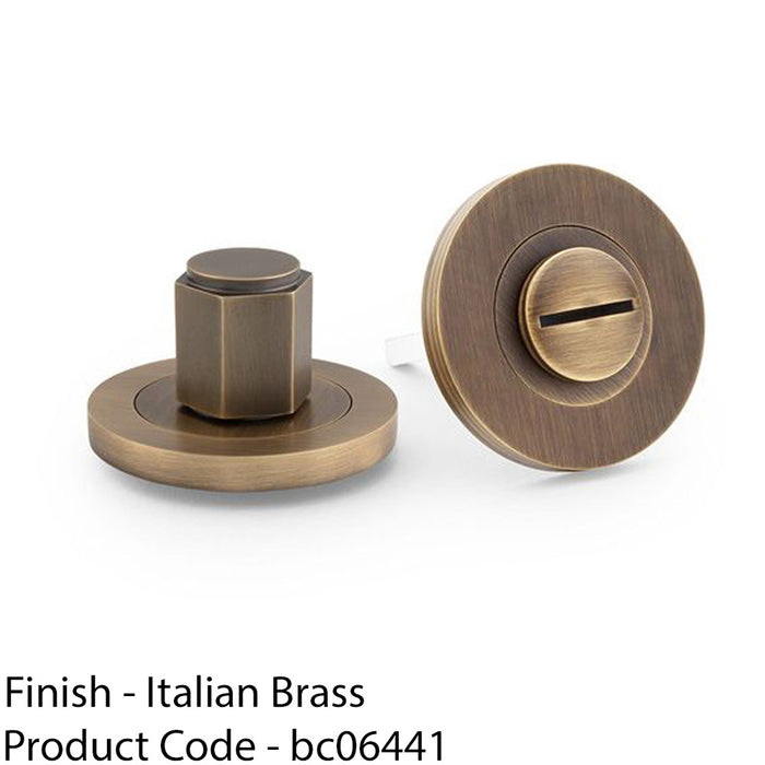 Industrial Hex Thumbturn & Release Lock - Italian Brass - Bathroom Door WC 1
