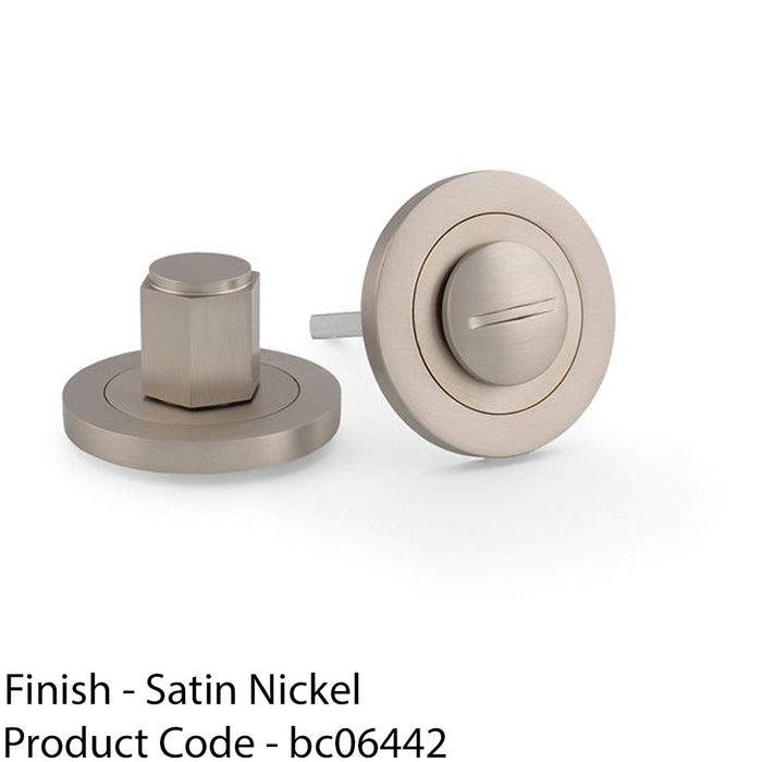 Industrial Hex Thumbturn & Release Lock - Satin Nickel - Bathroom Door WC 1