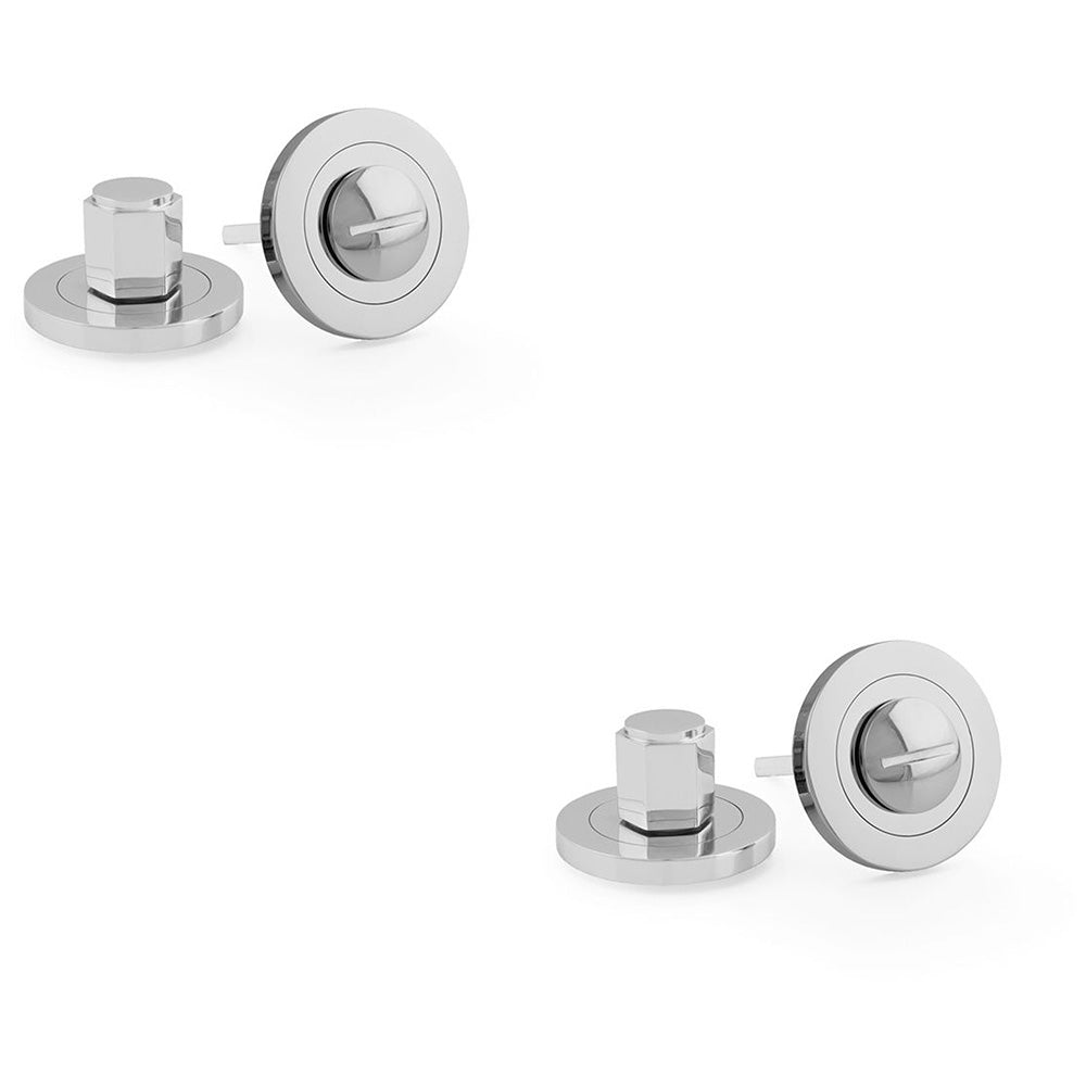 2 PACK Industrial Hex Thumbturn & Release Lock Polished Chrome Bathroom Door WC