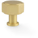 Industrial Hex Cabinet Door Knob - 33mm Satin Brass Cupboard Pull Handle