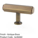 Industrial Hex T Bar Cabinet Door Knob - 55mm x 38mm - Antique Brass Pull Handle 1