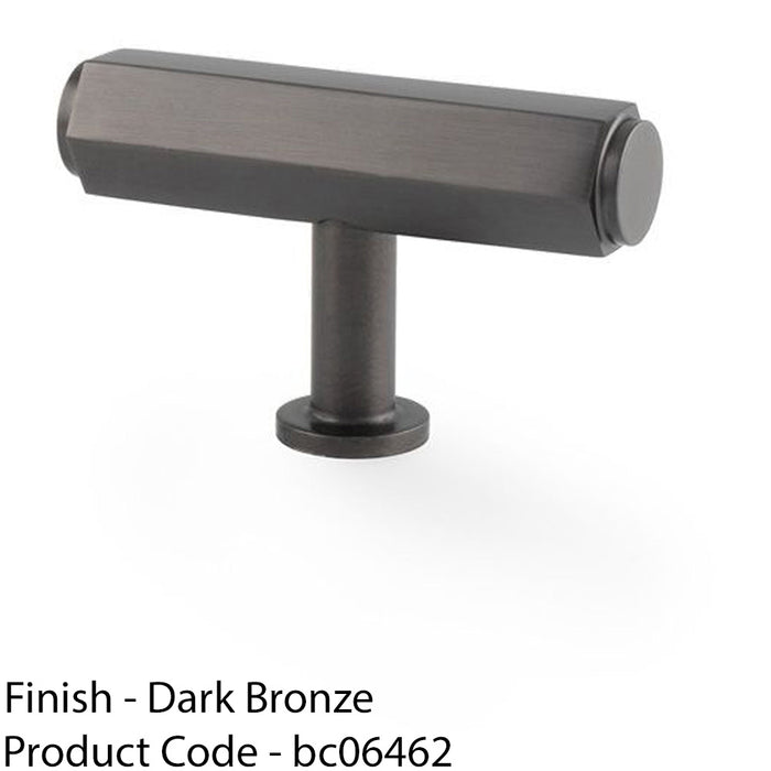 Industrial Hex T Bar Cabinet Door Knob - 55mm x 38mm - Dark Bronze Pull Handle 1