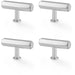 4 PACK Industrial Hex T Bar Door Knob 55mm x 38mm Polished Chrome Pull Handle