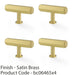 4 PACK Industrial Hex T Bar Cabinet Door Knob 55mmx38mm Satin Brass Pull Handle 1